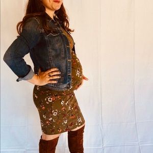 Floral Maternity Dress in Olive Green